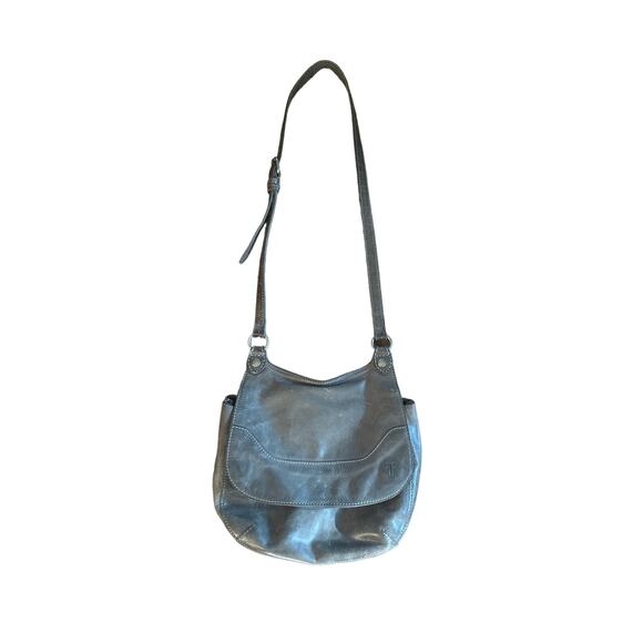 Frye 34DB130 Melissa Saddle Leather Purse Bag Distressed Gray Crossbody - Picture 1 of 8